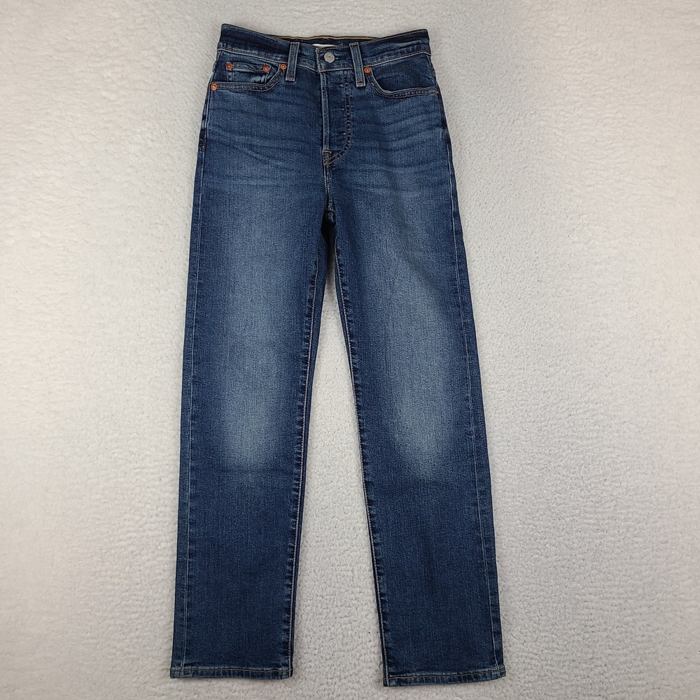 Levi's Jeans Womens 25x28 Blue Wedgie Straight Button Fly Dark Wash Denim